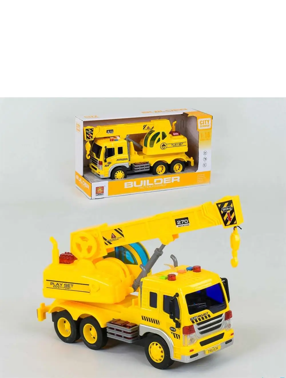 ToruToys musical and illuminated Mini city vehicles toy crane