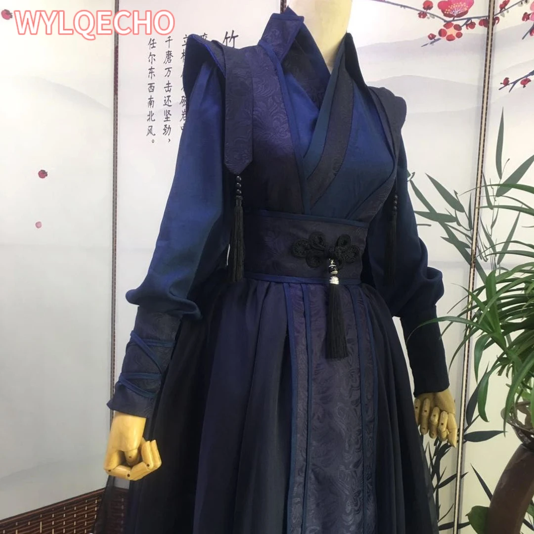 

Chinese Traditional Hanfu Large Size 5XL For Men Customized Vintage Male Cosplay Costume Oversized Party Outfit Navy Sets 4XL