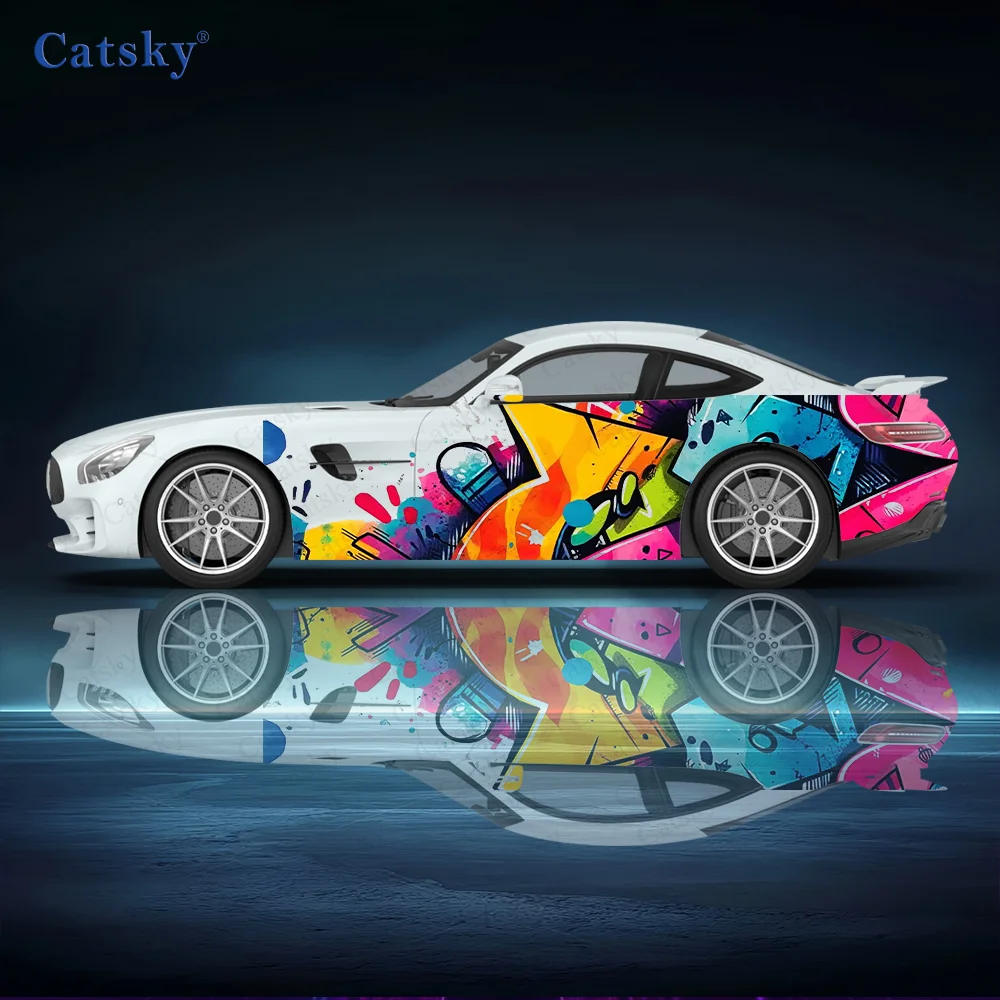 

Colorful Graffiti Pattern Car Vinyl Wraps Decal Self-adhesive PVC Sticker Suitable for Trucks SUV Decoration Auto Accessories