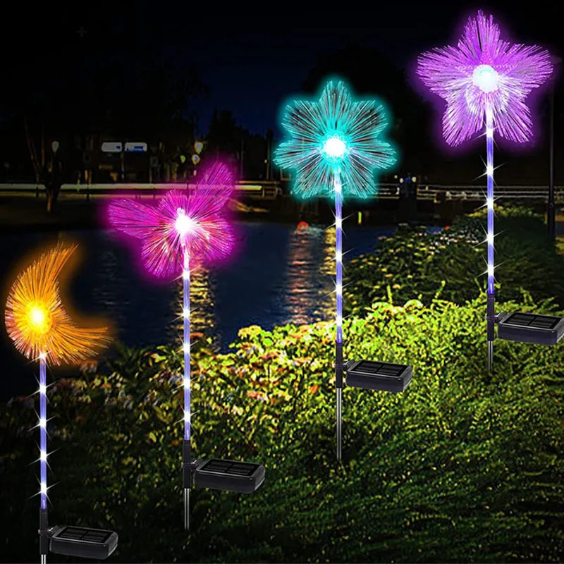 

2Pack Solar Garden Stake Light Color Changing Microfiber Solar Pathway Light Solar Landscape Light For Yard Patio Decor