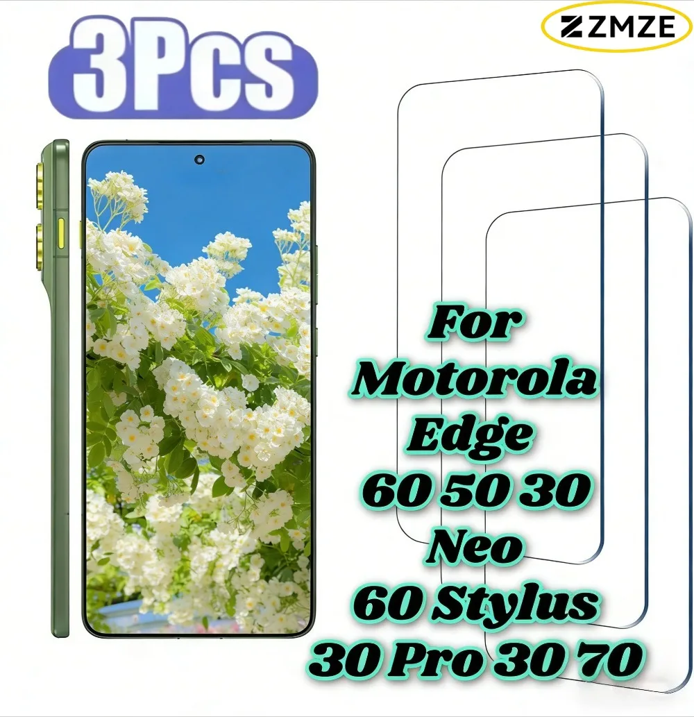 

3 Pcs Screen Protector For Motorola Edge 70 Tempered Glass Films HD Clear For Motorola Edge 60 50 30 Neo 60 Stylus 30 Pro Series