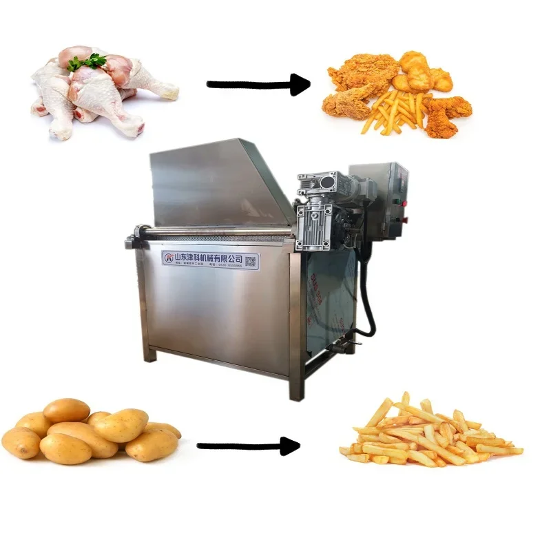 Stainless steel industrial deep fryer fried onion rings continuous industrial deep fryer french fries frying machine