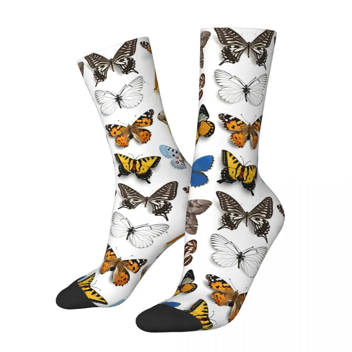 Vintage Butterflies And Moths Men's compression Socks Unisex Street Style Seamless Printed Novelty Crew Sock