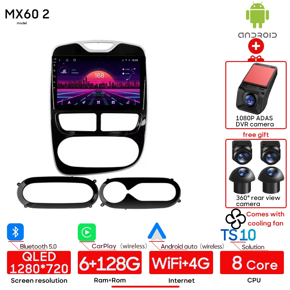 Android voor Renault Clio 4 ZOE 2012 - 2017 Auto Multimedia Video Player Autoradio Stereo Navi GPS Draadloze CarPlay auto Geen 2din