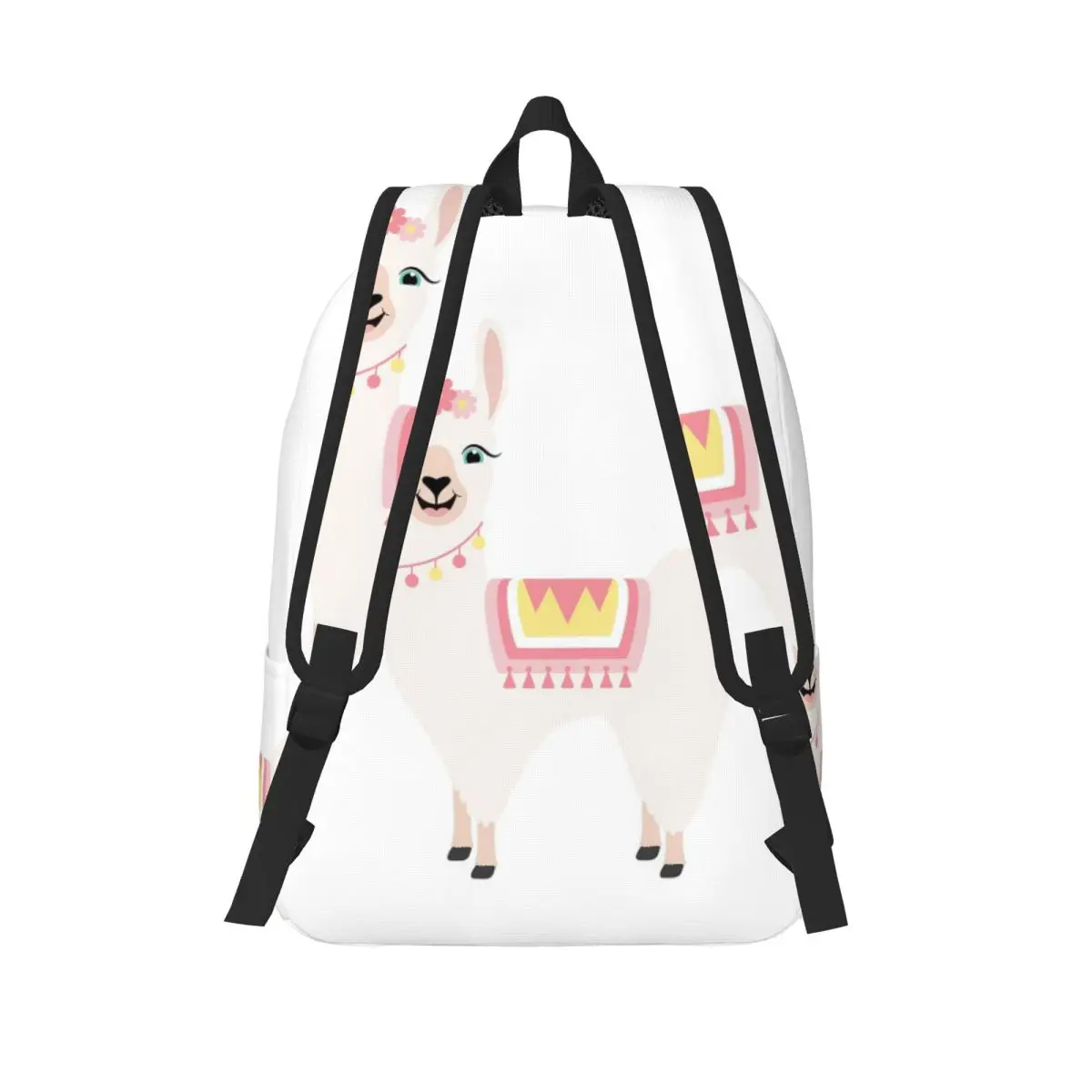 Happy Cute Llama Student Backpack School Bag Hiking Travel Daypack for Men Women Fashion Bookbag Shoulder Bags