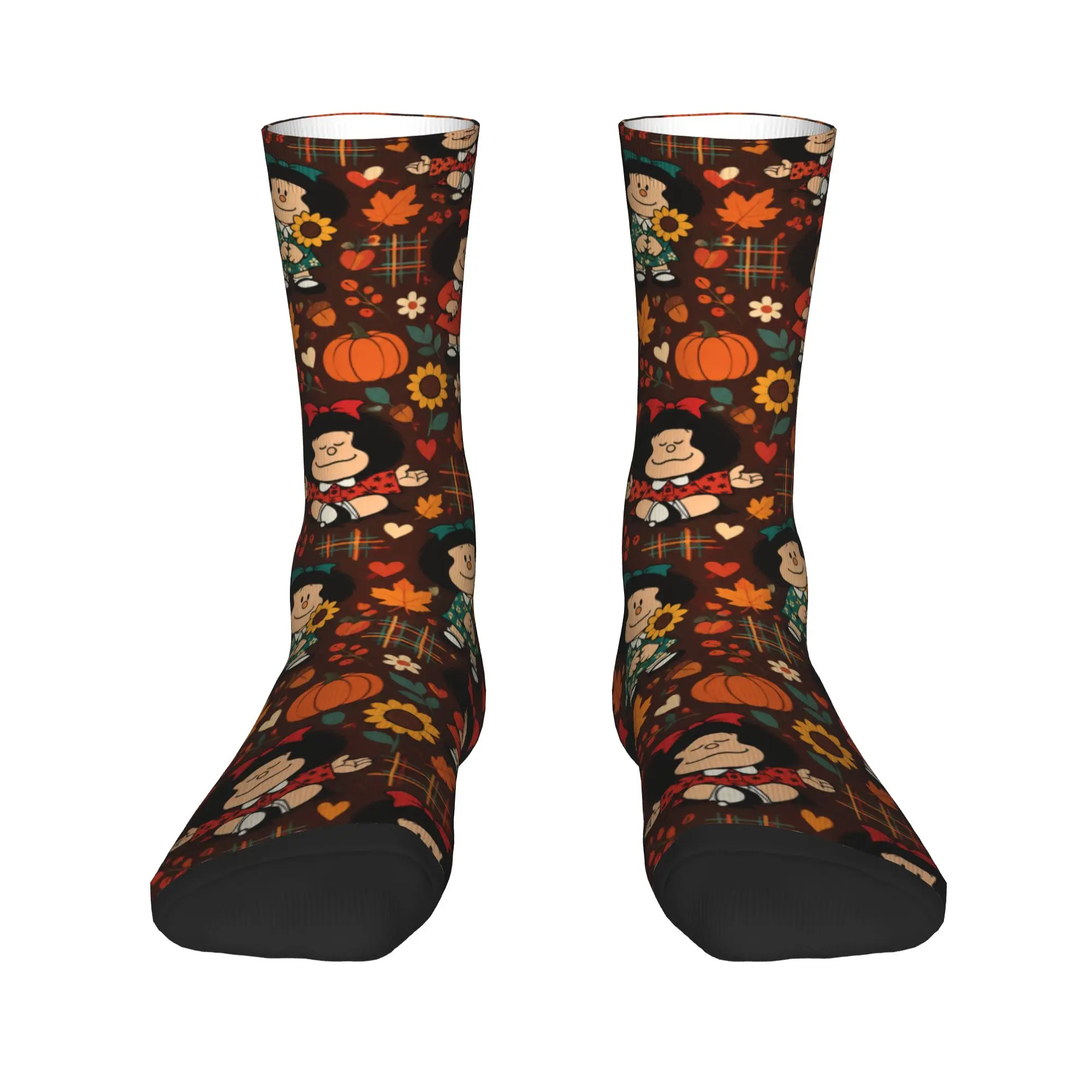 Halloween Mafalda Brown Pumpkin Pattern Socks  Anti Slip Stockings Couple Medium Soft Outdoor Sports Socks Spring Custom Socks
