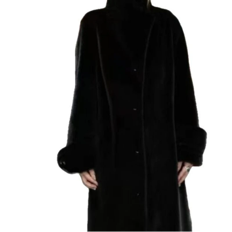 Faux Fur Long Coats Women Jackets Stand Collar Coat Thick Warm Y2k Streetwear Jacket Work Casual Outerwear Autumn Winter