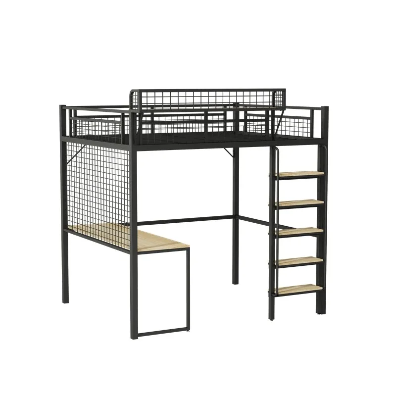 

On the bed and off the table, simple elevated bed, space-saving pavilion-type small apartment, wrought iron bunk, duplex