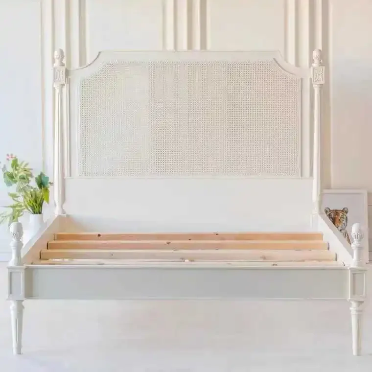 سرير مزدوج من الخشب الصلب الاسكندنافي 1.8 سرير من الخيزران غرفة نوم رئيسية حديثة وبسيطة من خشب البلوط بطول 1.5 متر