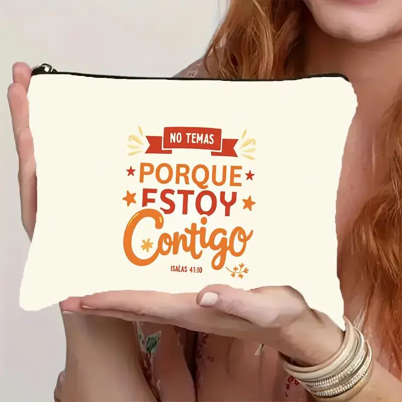 Motivational Cosmetic Pouch Featuring A Spanish Bible Verse, 
