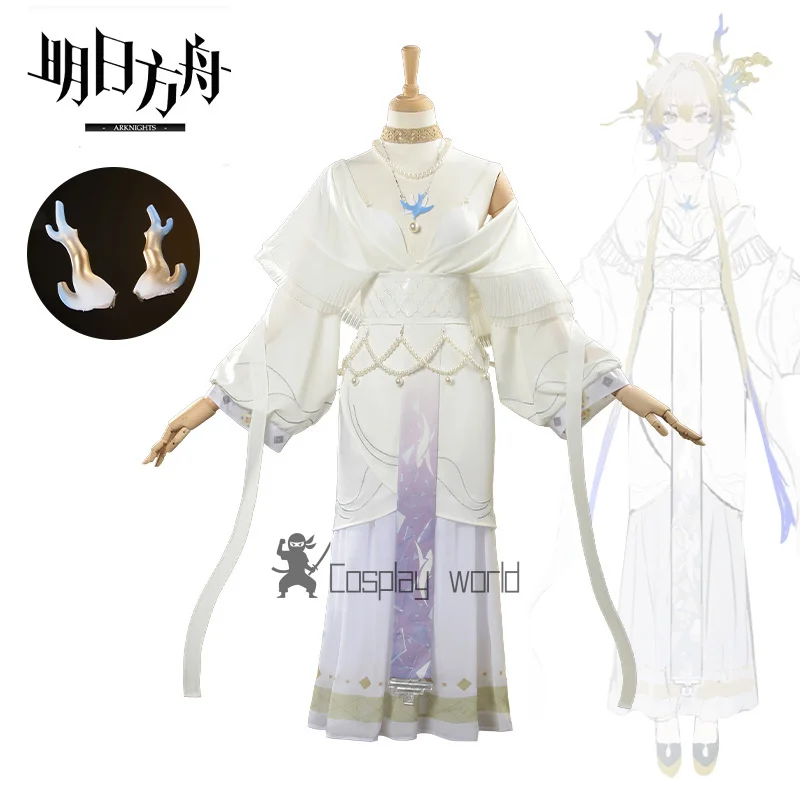 

Game Arknights Shu Cosplay Costume Hanfu Dress Full Set Uniform Props Accessories Women Halloween Carnival Party