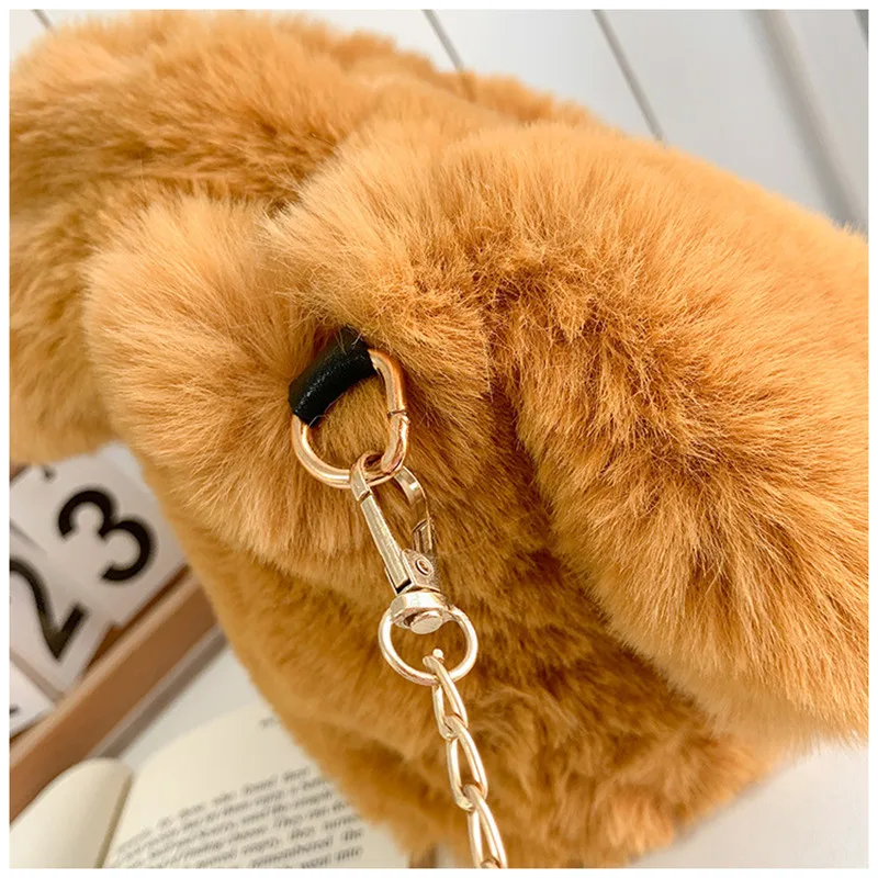 Sac à bandoulière en peluche pour femme, sac fourre-tout doux, sac à main en fourrure de chiot aux grands yeux mignons, dessin animé Chimaii, initié à l'hiver, luxe