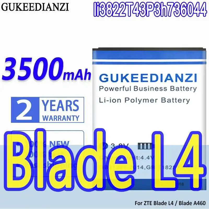 

Durable Li3822t43p3h736044 For Zte Blade L4 A460 Mobile Phone Battery 3500Mah Stable