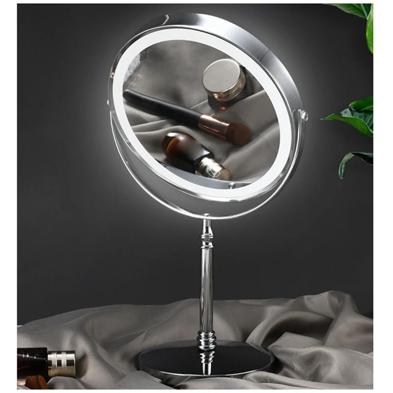 1Set 10X LED Mirror Rechargeable Make Up Mirror Magnification Cosmetic Mirror 2 Side Adjustable With 3 Colors C