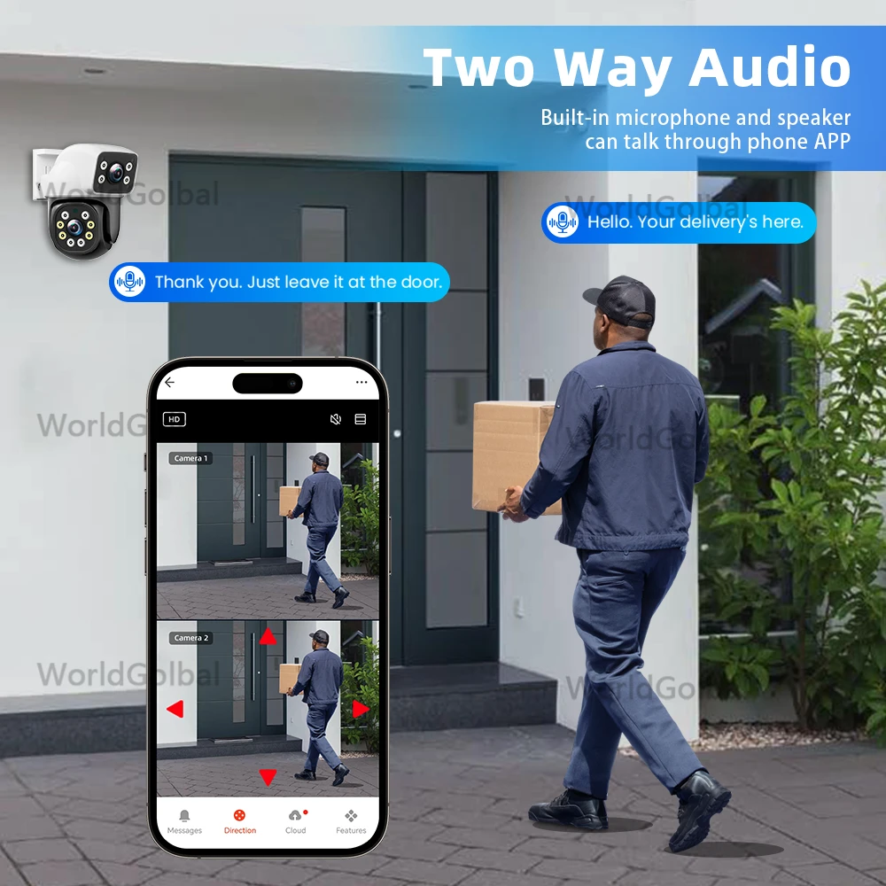 Tuya 8MP 4K WIFI IP Kamera PTZ Dual Objektiv Dual Screen Motion Erkennung Voll Farbe Nacht Outdoor Sicherheit Überwachung kamera Tuya