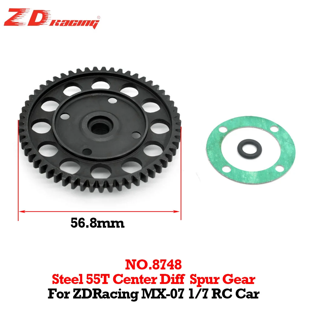 ZDRacing Steel 55T Deceleration Teeth Speed Reduction Gear Center Diff Spur Gear 8748 for MX-07 1/7 RC Car Original Parts