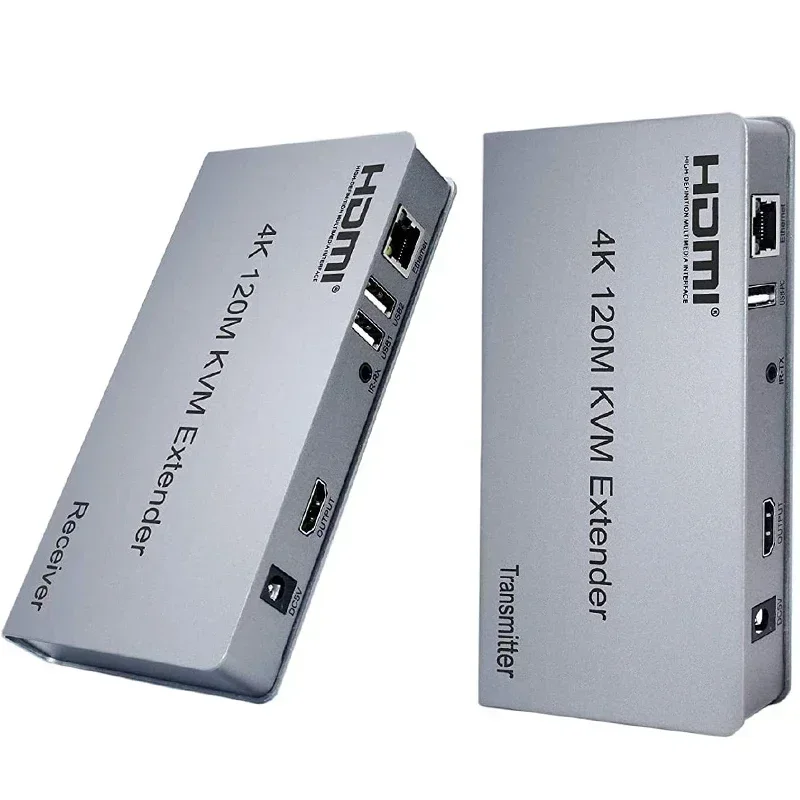 4K 30 هرتز HDMI KVM موسع 120 متر عبر واحد Rj45 إيثرنت Cat5e/6 كابل HDMI USB موسع جهاز ريسيفر استقبال وإرسال عدة للكمبيوتر NVR TV