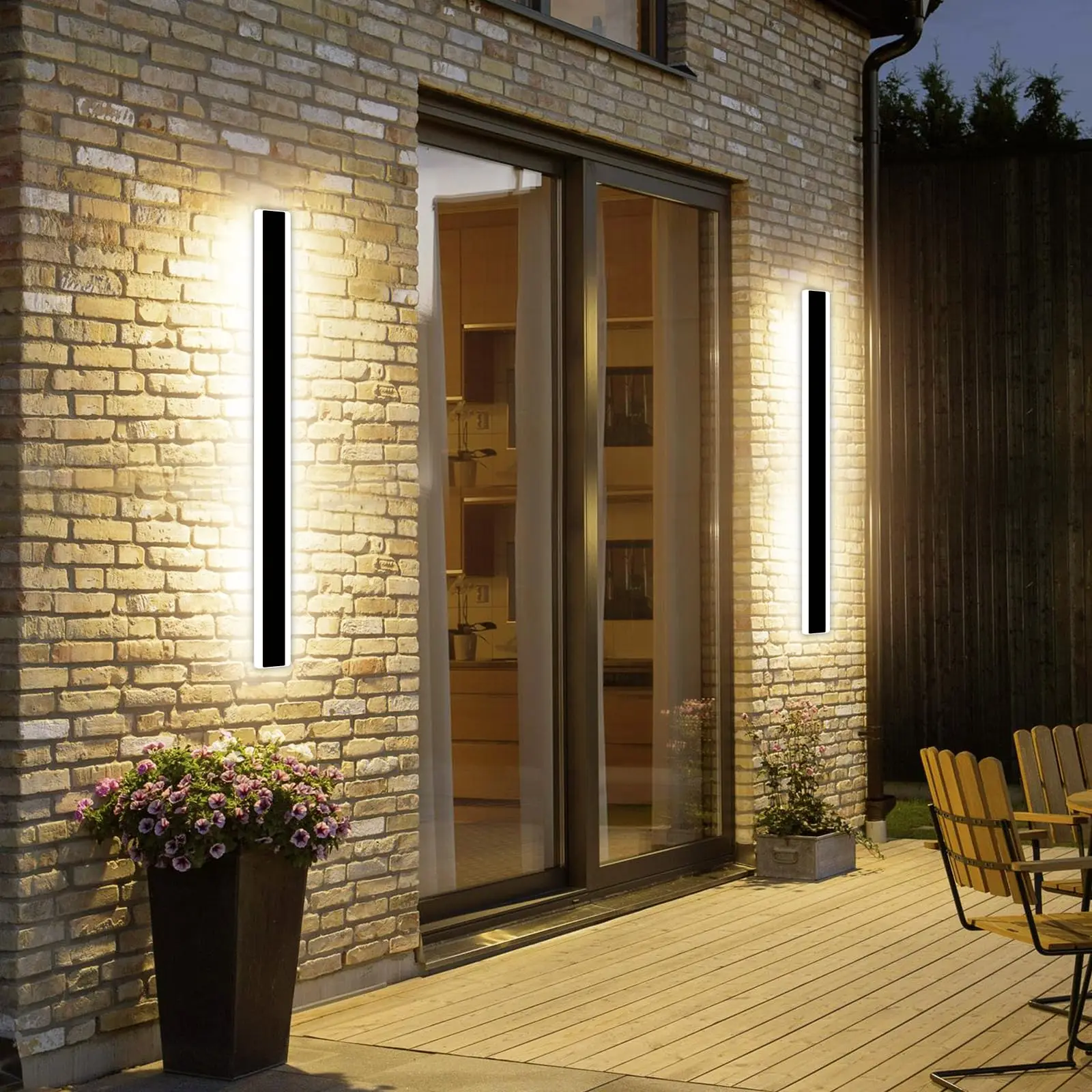 Outdoor Wall Light 23.6 Inch Warm White Light Minimalist Long Strip Wall Lamps IP65 Waterproof Acrylic Long Strip Wall Light