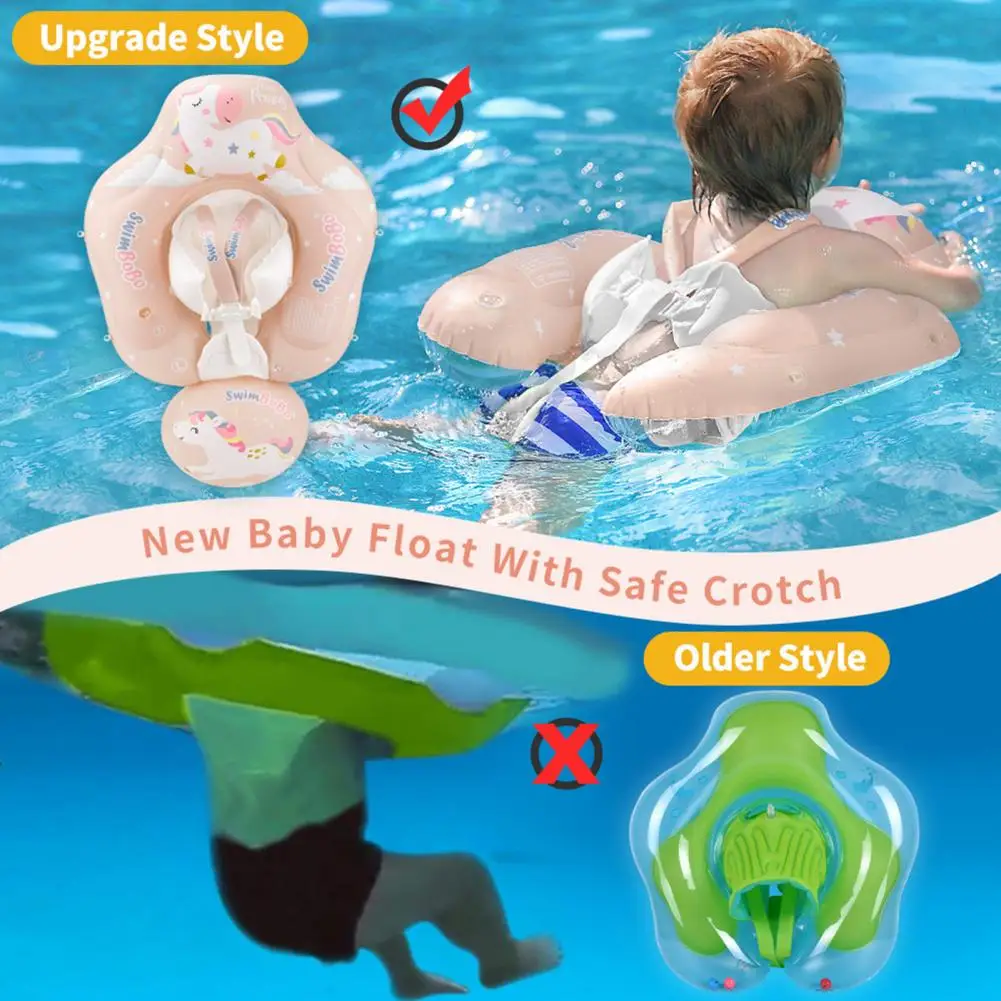 1 Set Swimming Circle  Fun Float Swimming Circle with Back Airbags  Adjustable Kids Swim Ring