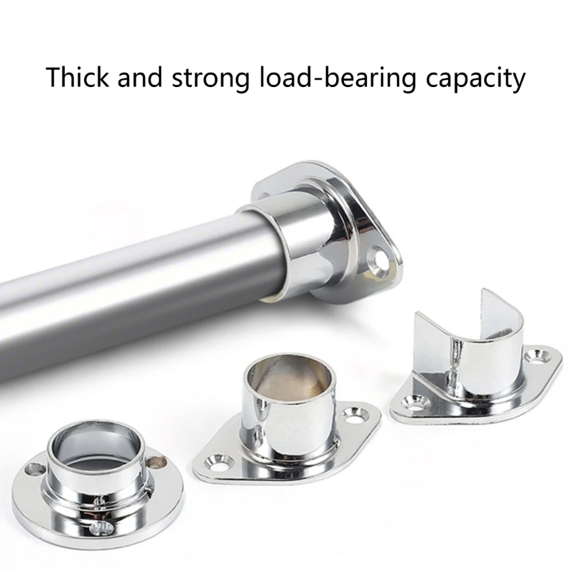 Wardrobe Rod Brackets Flange Holders Closet Poles Rod End Supports Durable Dropship