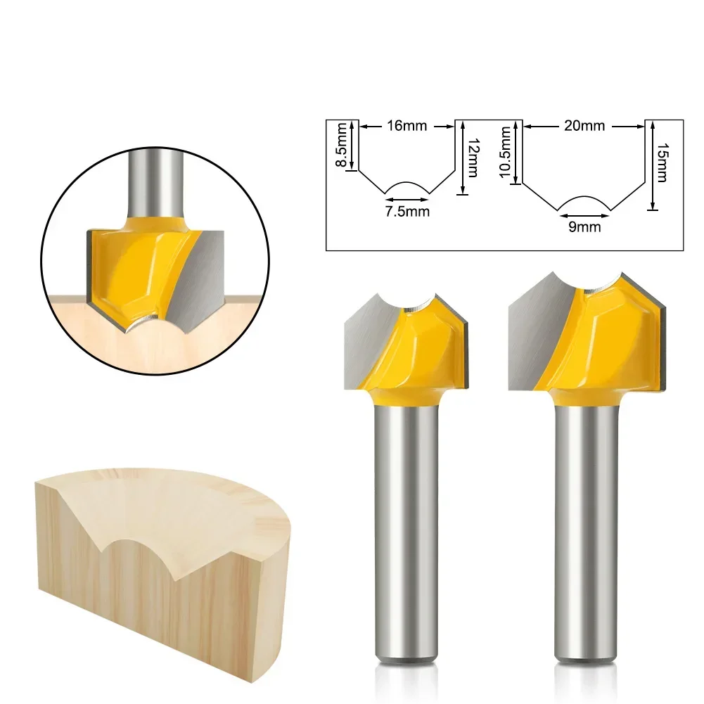 1PC 8mm Shank Milling Cutter Wood Carving Professional Grade Double Arc Ball Bit Round Over Router Bits Woodworking Engraving