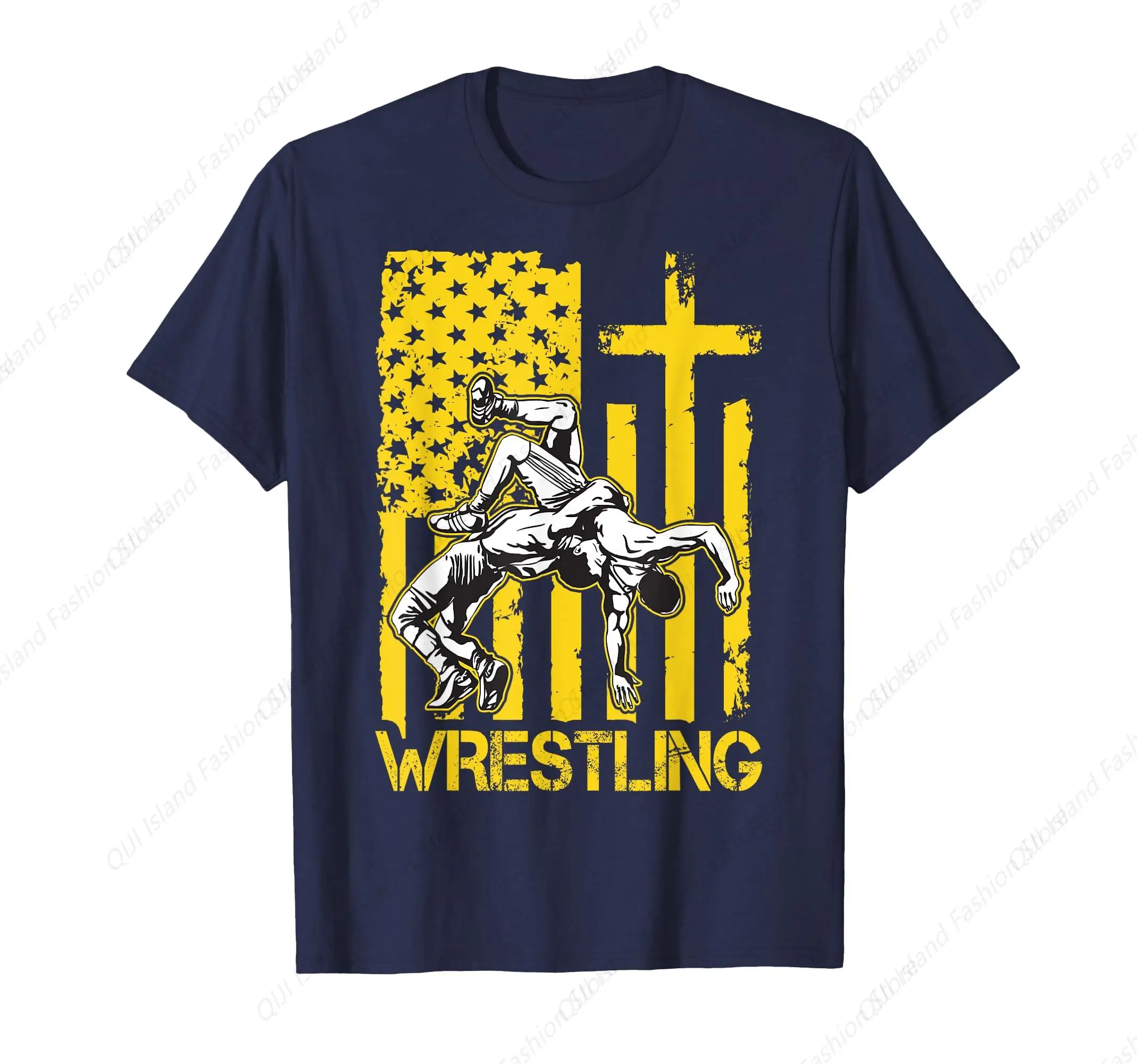 

Christian Wrestling Wrestler American USA Flag God T-Shirt
