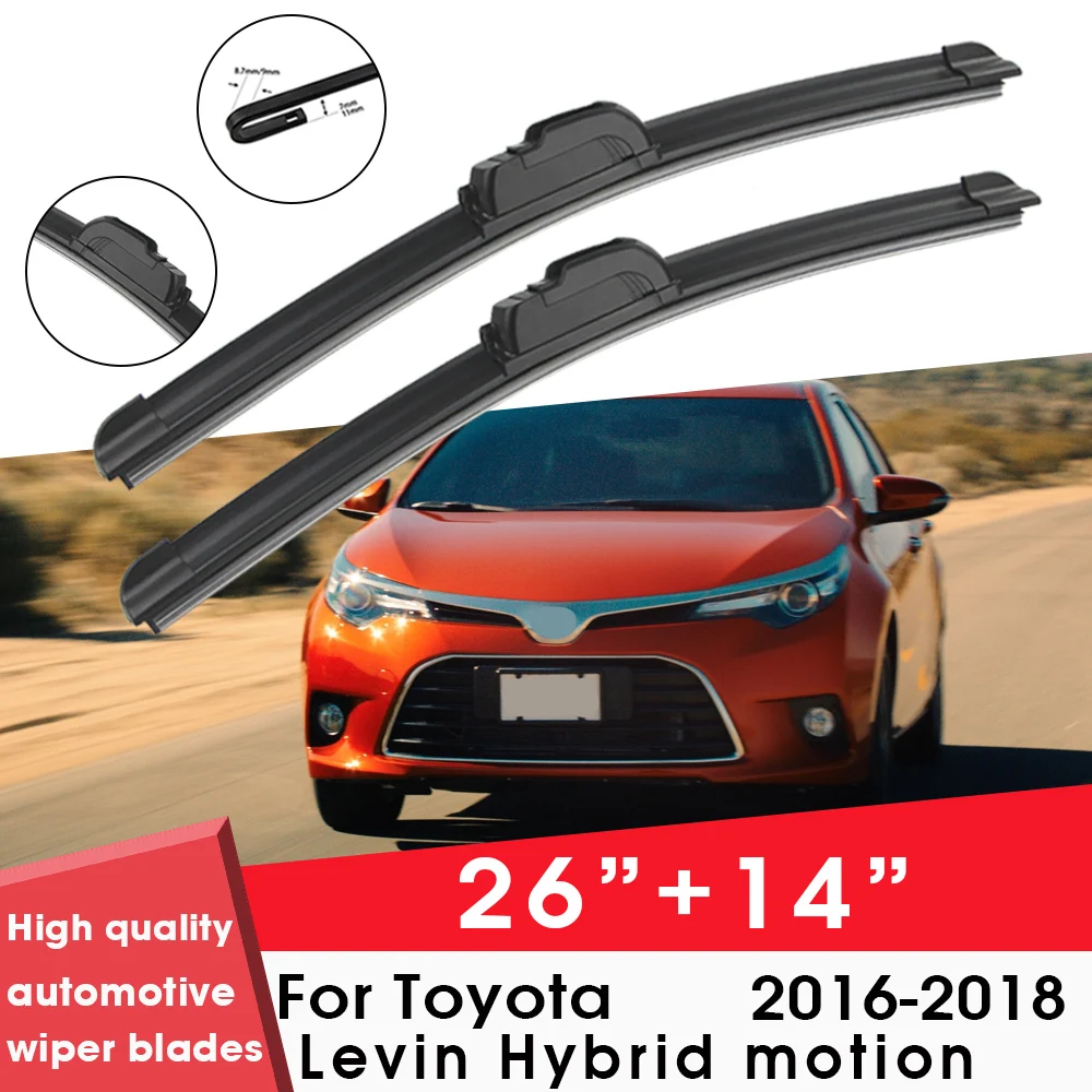 

Car Wiper Blade Blades For Toyota Levin Hybrid motion 2016-2018 26"+14" Windshield Windscreen Clean Naturl Rubber Car Wipers