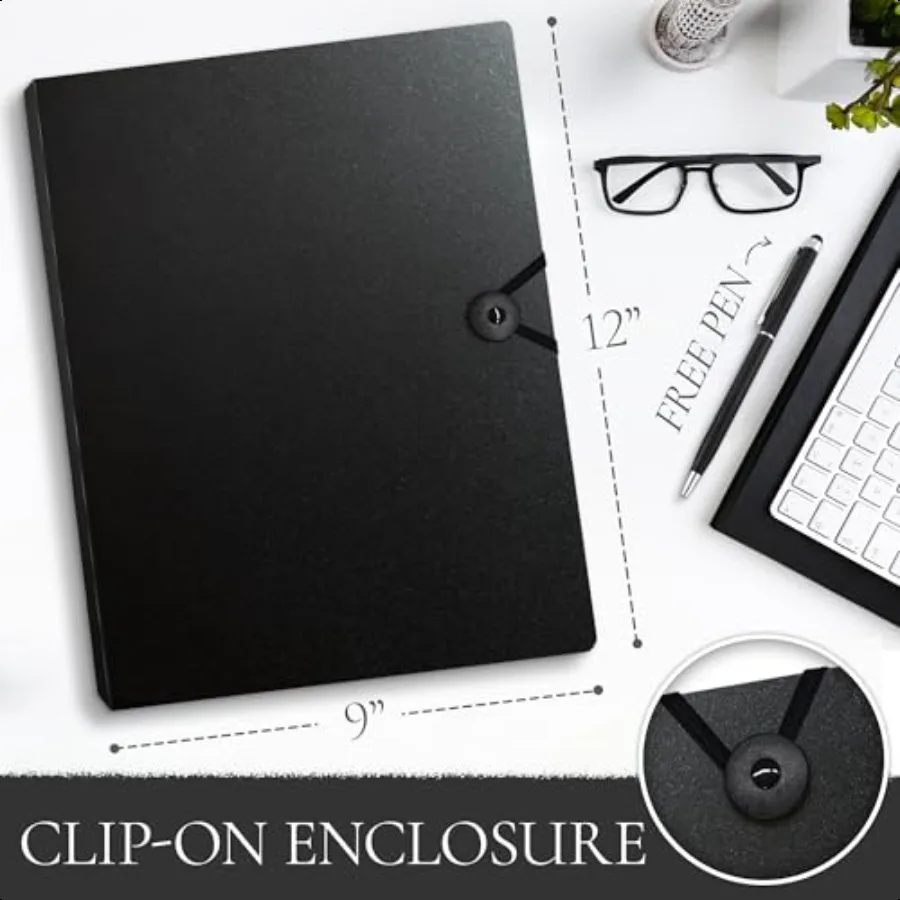 Protective Case Style Portfolio Art Portfolio with a Button Closure comes with 30 Transparent Sleeves and touch screen pen Port