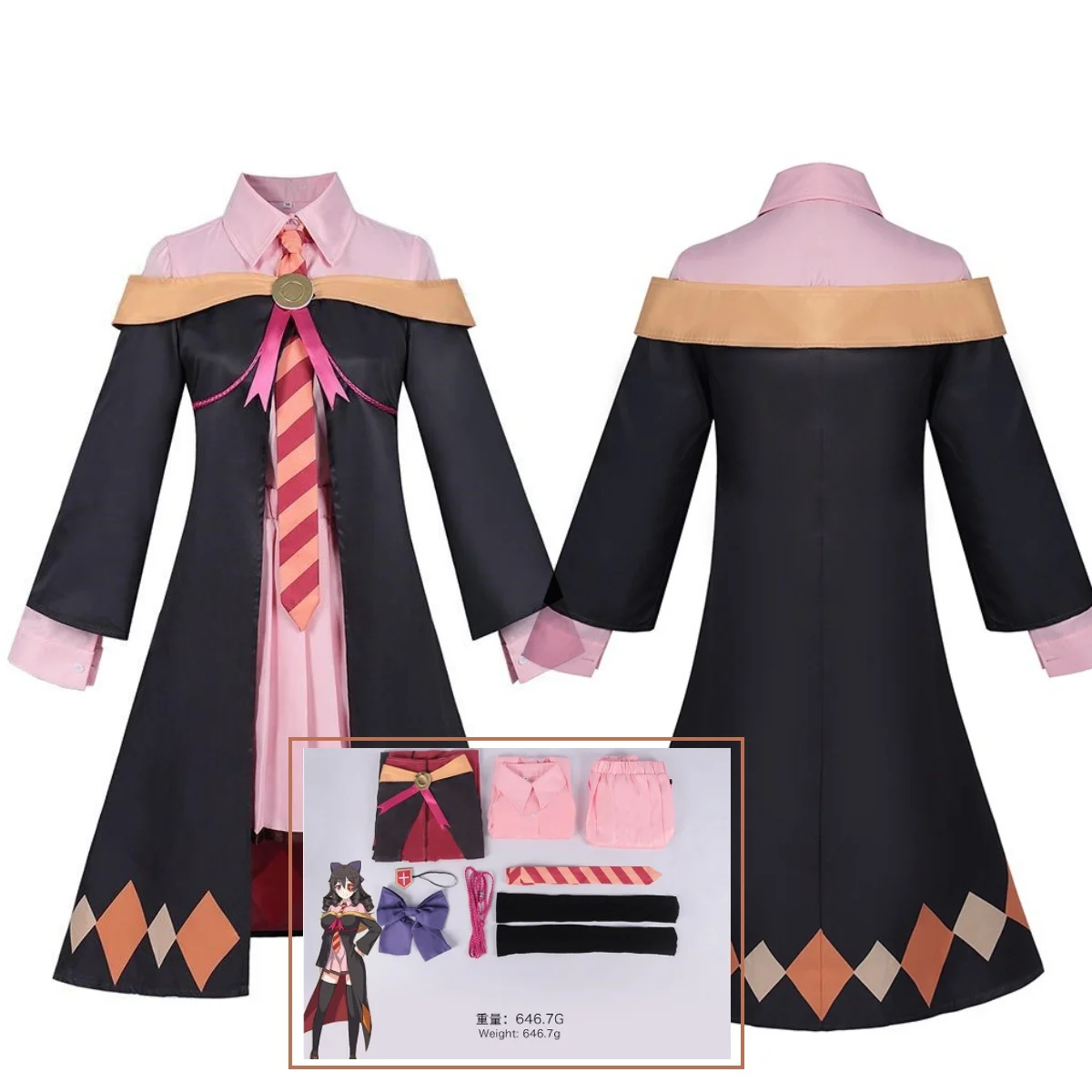 

Dew Cosplay Costume Anime God’s Blessing on This Wonderful World! Cosplay JK Uniform Shawl Coat Woman Sexy Pink Dress Suit