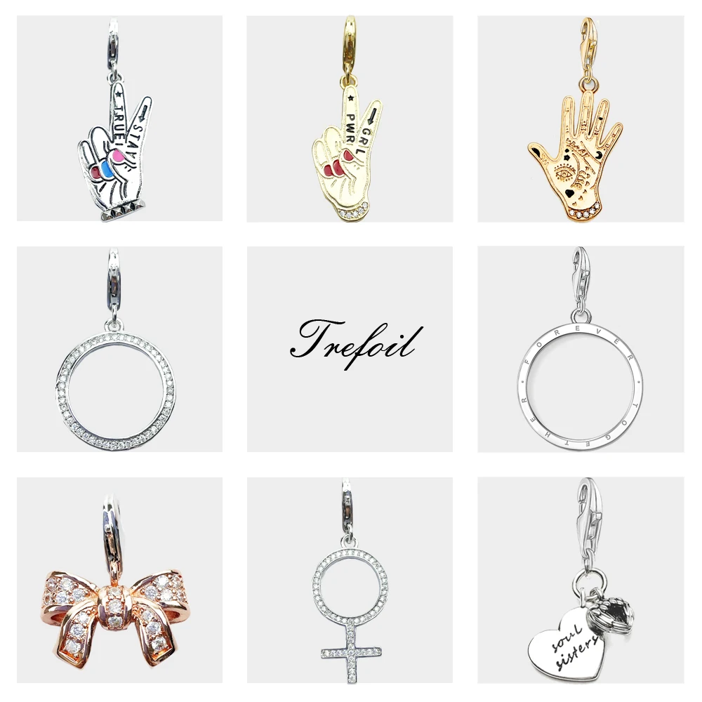 Slogan Charms ciondolo Girl Power Stay True Forever Together Soul Sister Bow-Knot 925 gioielli in argento Sterling Fit bracciale