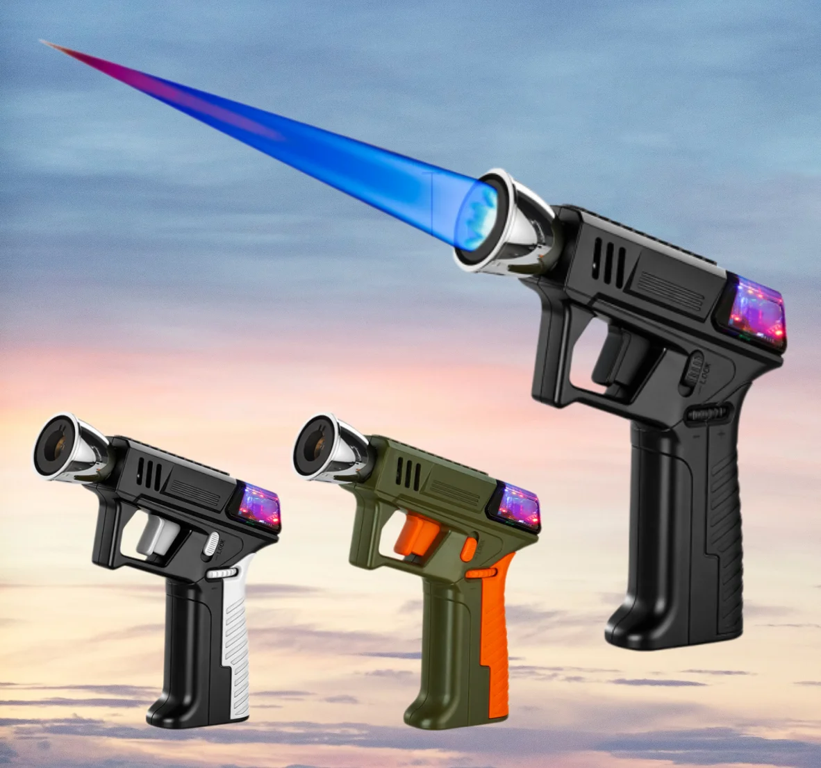 

New High-temperature Pressurized Expanded Arc Color Light Lighter Outdoor Charging Large Flame Spray Gun Cool Cigar Lighter