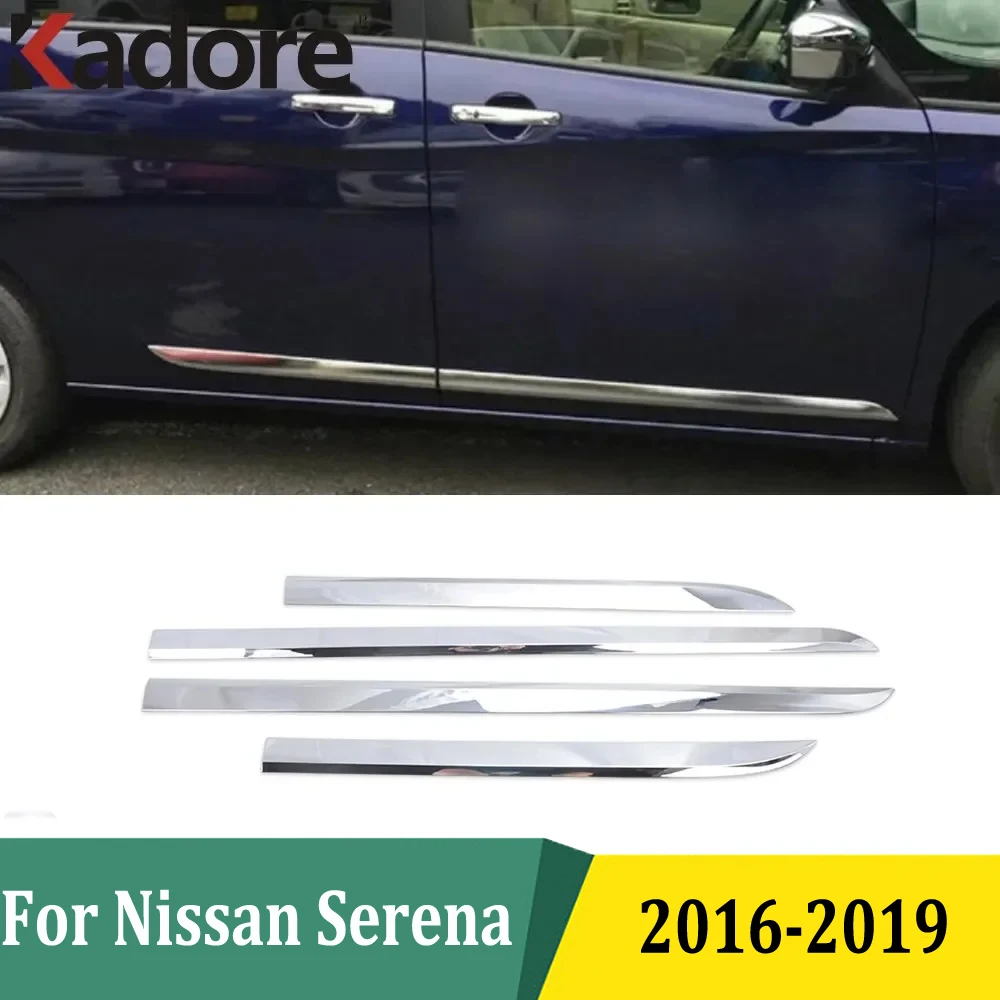 For Nissan Serena C27 2016 2017 2018 2019 Chrome Side Door Body Molding Line Protector Cover Trim Exterior Styling