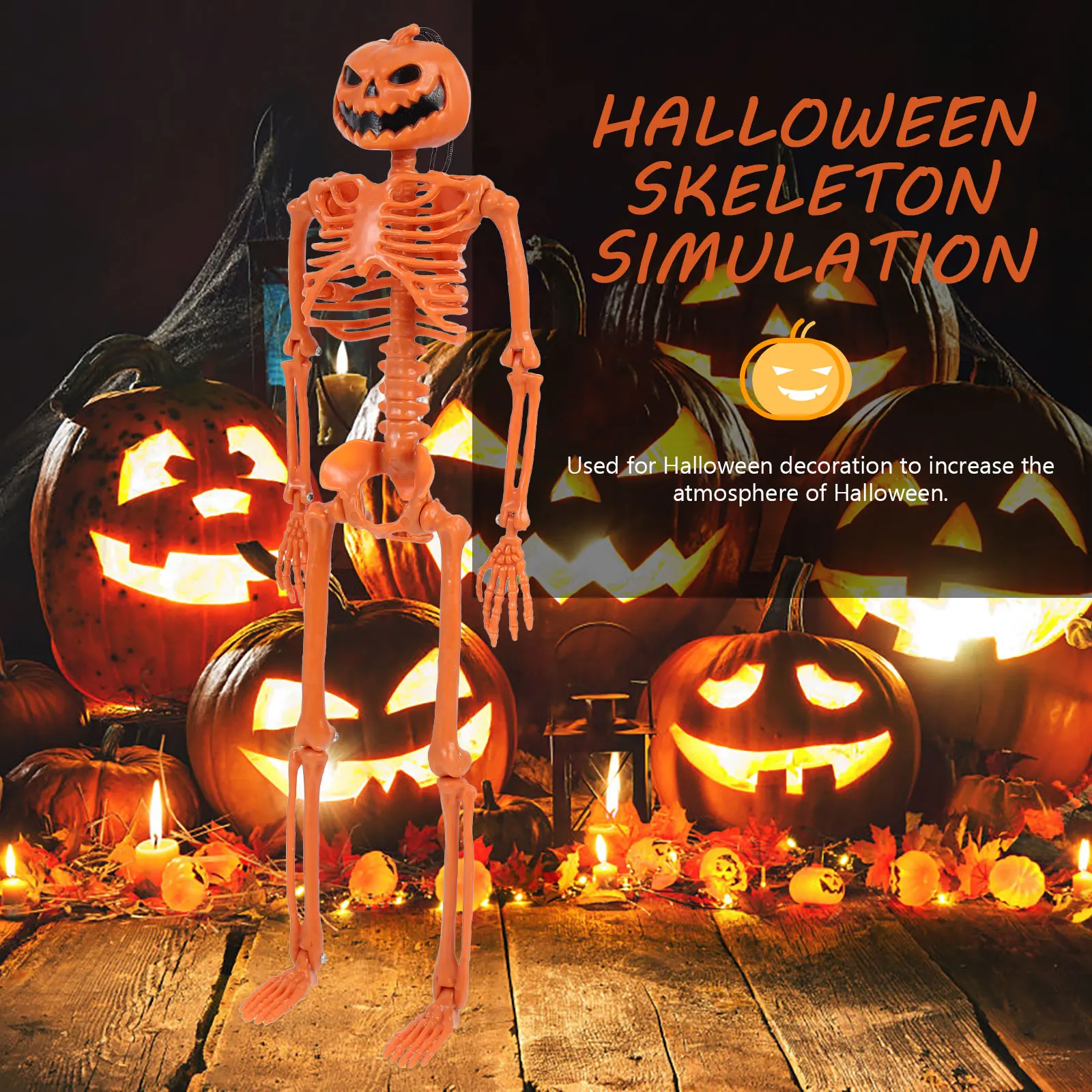 

Plastic Decor Halloween Props Pumpkin Head Skull Hanging Decoration Scary Craft Creepy Atmosphere Realistic