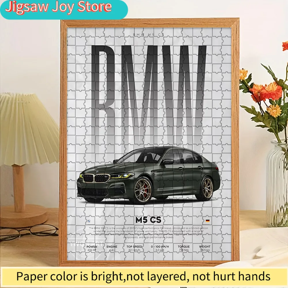 

Paper Jigsaw Puzzle Deep Green BMW M5 CS Spec Sheet Art Print Wall Decor Premium German High-Performance Luxury Sedan Technical
