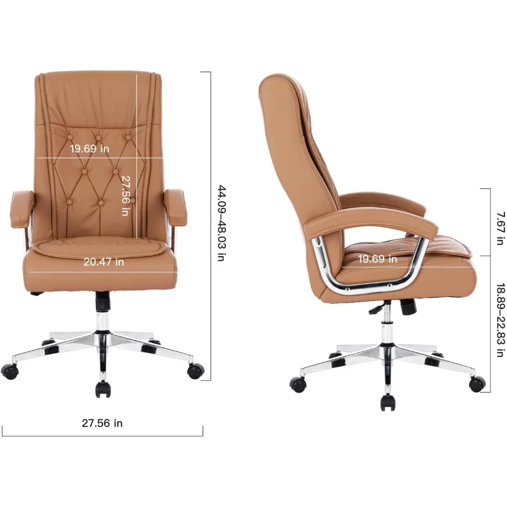 Leather Executive Office Chair with Arms, High Back Ergonomic Computer Desk ChairAdjustable Height Swivel Office Desk Chair