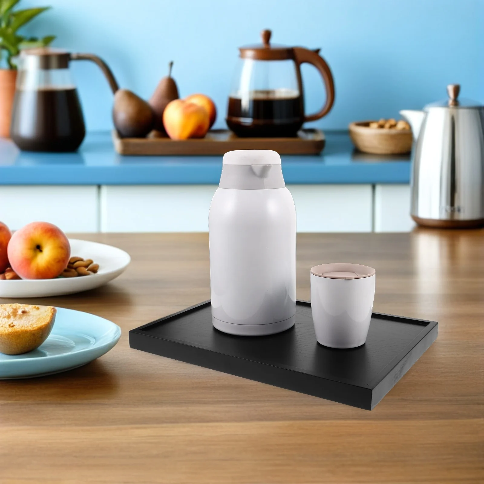 

Минималистичный деревянный сервировочный поднос, прочная конструкция, элегантная отделка, прямоугольная форма, идеально подходит для чайных сервизов, закусок, домашний декор