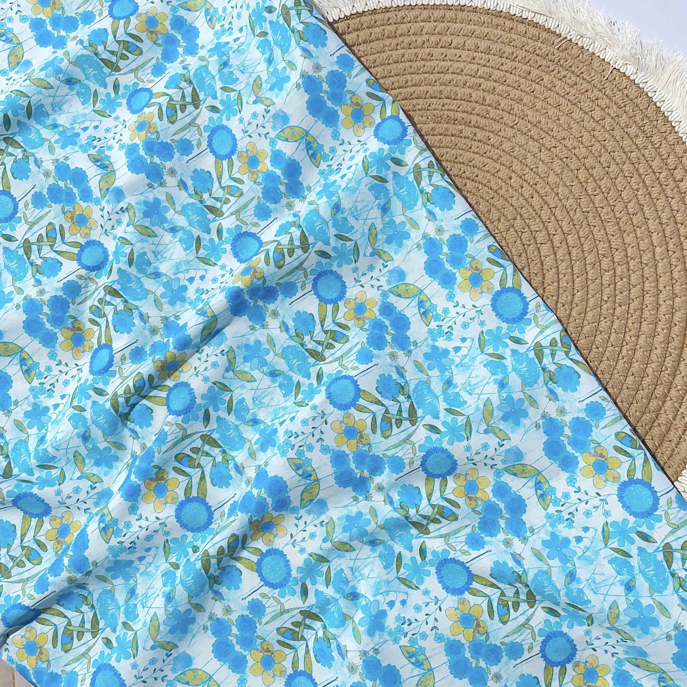 Bohemian Floral 100% Cotton Fabric for Dress Sewing, Quilting Home Decoration Curtains Pillowcases DIY Crafts Baby Textiles