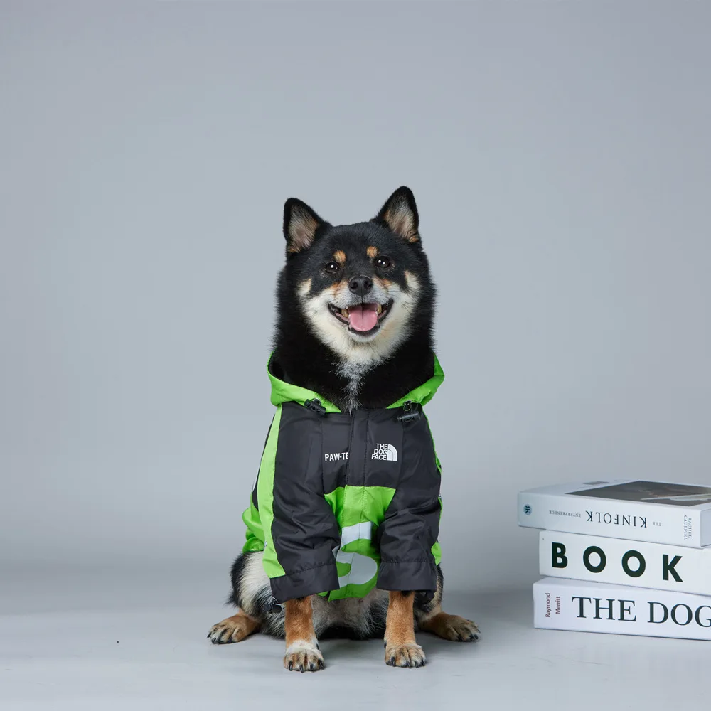 Dog Jacket Green Coat Warm Pet Clothes Loose Pet Jacket Comfortable Outdoor Dog Clothes Waterproof and Windproof Coat