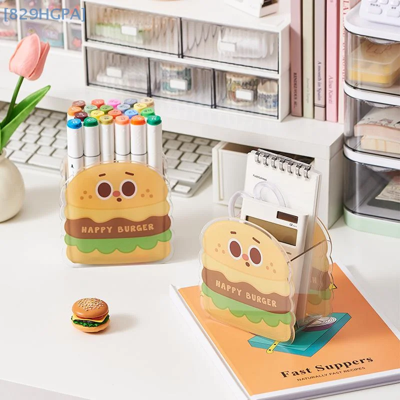 

【HGPA】New Plastic Pen Holder No Punching Small Desktop Storage Box Cartoon Cute Storage Bucket Home Office Supplies