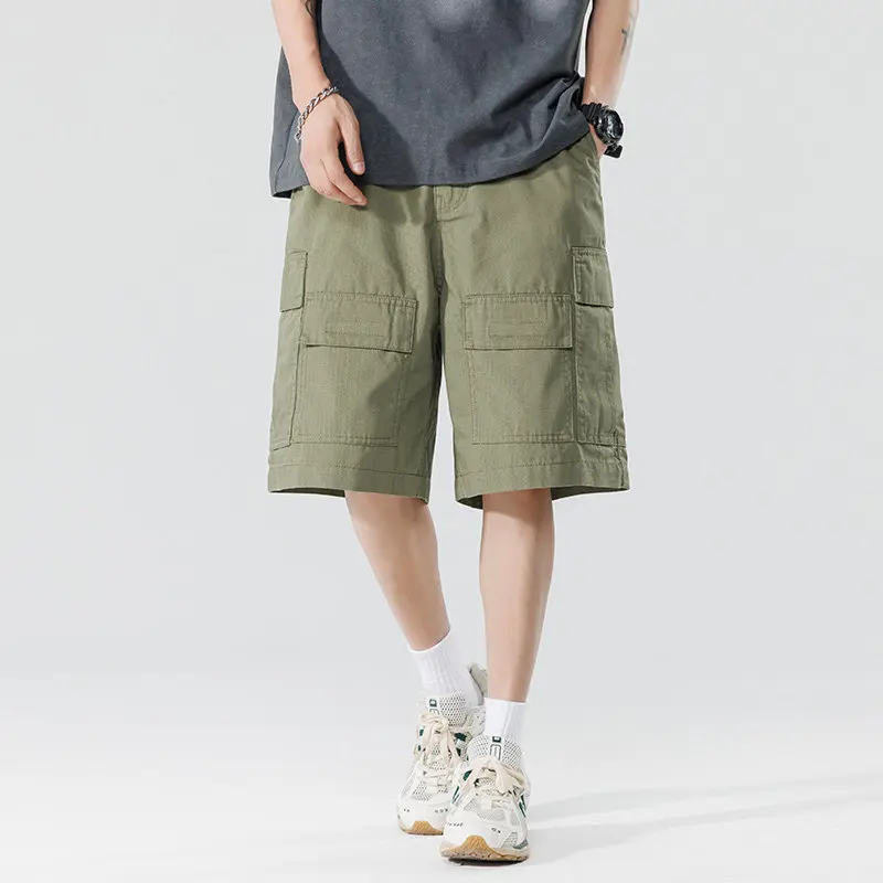 Summer Casual Cotton Short Pants Sportwear Cargo Knee Pants Jogging Gym Man Multi-Pocket Short Work Pants Tactical Shorts Men