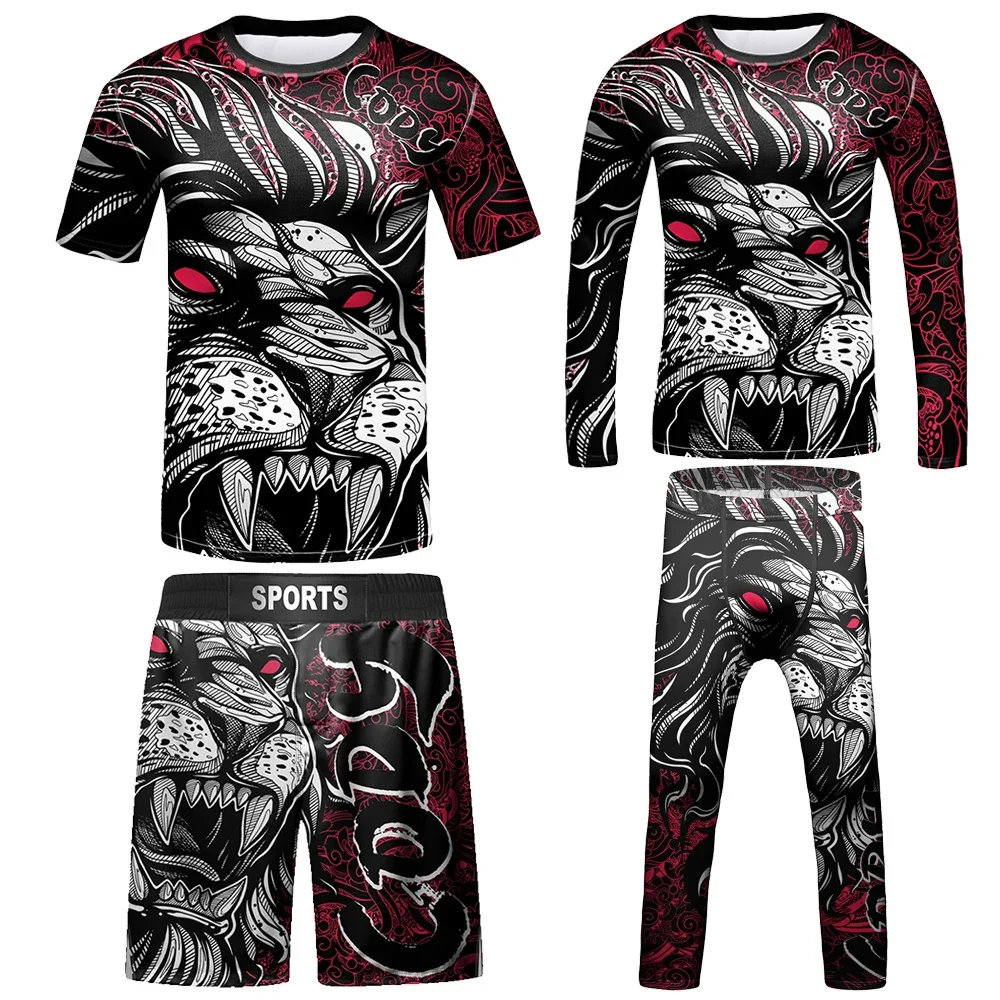 Kids MMA Compression Jersey BJJ Rashguard Boys Baby Girl Clothing Set Boxing T-shirt Shorts Bear Sweatshirt Pants Suits Outfits