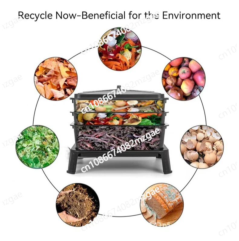 

Earthworm Farm Compost Bin System with Worm Castings Insect Breeding Professional Kitchen Waste Processing