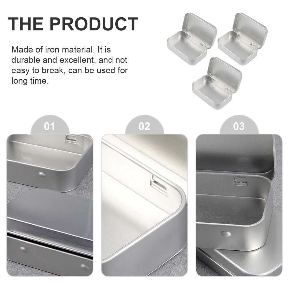 

3Pcs Mini Iron Rectangular Boxes Practical Space Saving Organizer for Daily Use Gifts Jewelry Candles Iron Empty Storage Box