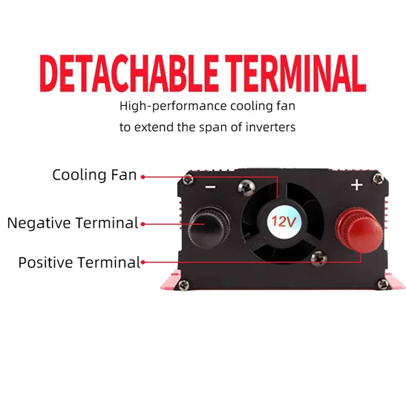 Imagem -05 - para ac 110v 220v Modificado Inversor de Onda Senoidal Carregador Conversor Adaptador Inversor Multifuncional para Viagens 5000w 4000w 3000w dc 12v