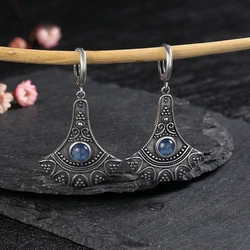 Long Pendant Natural Kyanite Earrings S925 Silver Earrings for Women Jewelry Vintage Engagement Party Anniversary Gift