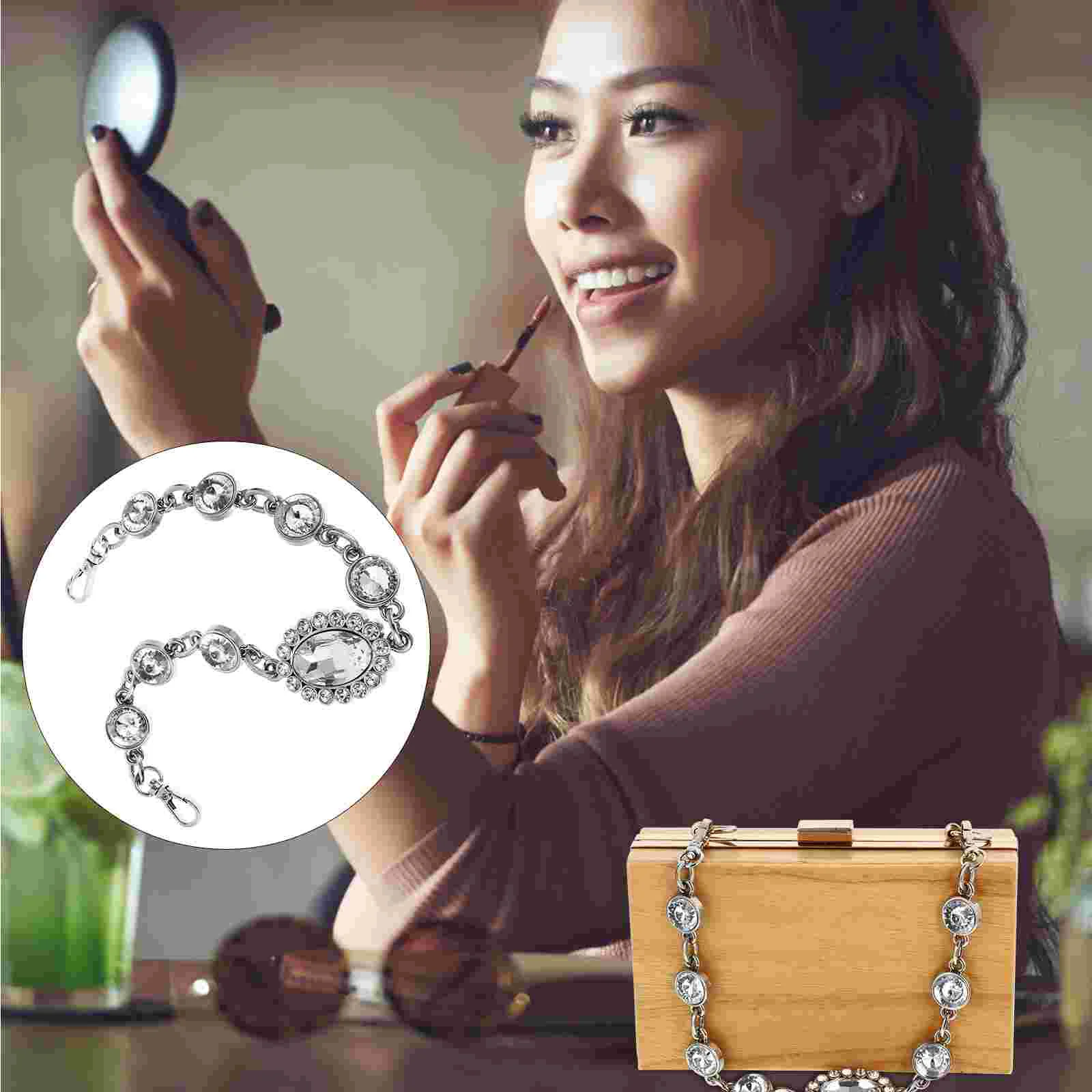 

Clutch Bag Chain The DIY Strap Decor Shoulder Silver Zinc Alloy and Imitation Diamond Woman