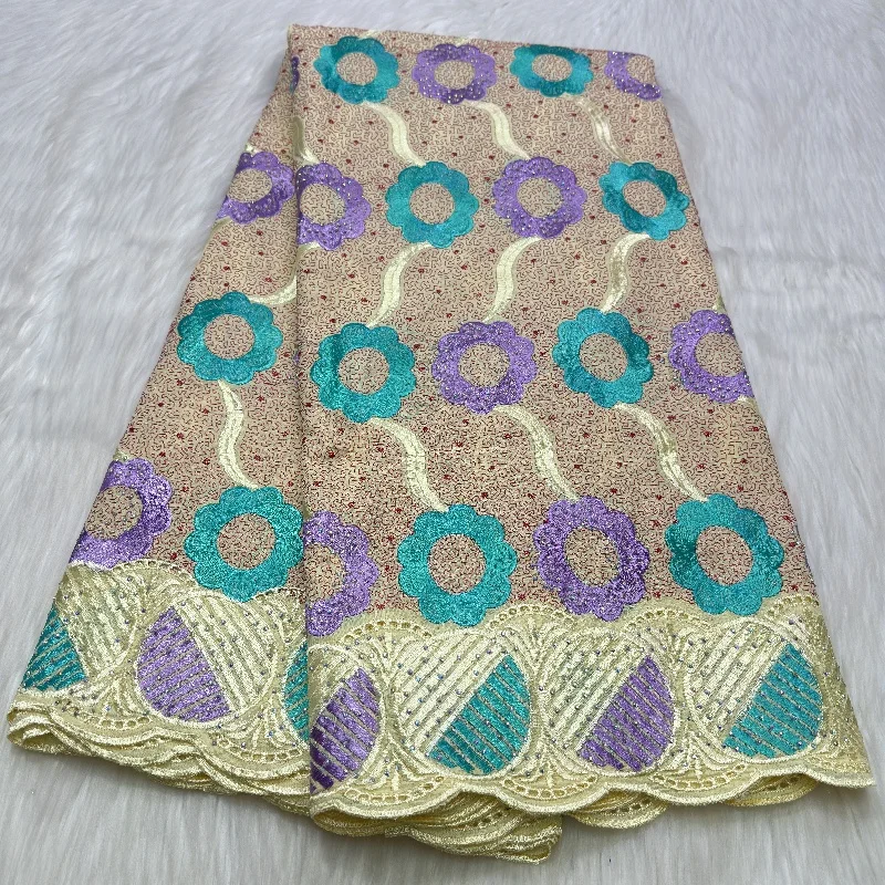 

5 Yards African Swiss Voile Lace Fabric Embroidery High Quality With Stones Dry 100% Cotton Dubai style For Wedding 27L581202
