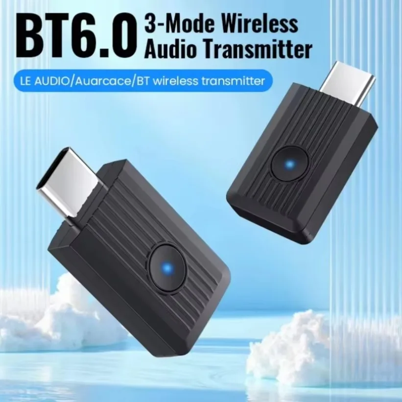 USB C Bluetooth 6.0 AURACAST Audio Dongle LE Audio Transmitter QCC Chipset aptX Adaptive HD HiFi for TV PC Speaker Headphone