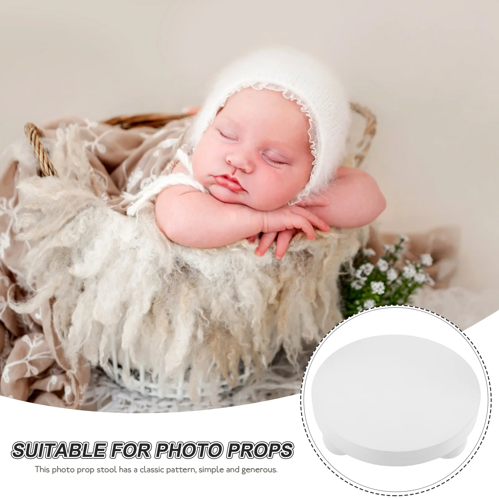 

Newborn Photography Props Mini Wooden Stool Round Small Tray Decor Plant St Jewelry Display Natural Wood Craftsmanship Durable