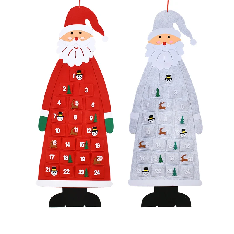 

Christmas Felt Advent Calendar Wall Hanging Ornaments Santa Claus Felt Advent Calendar With Pockets 24 Days Noel New Year Gifts